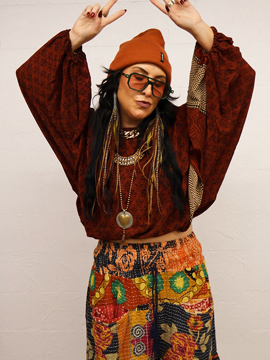 Crepe Sari Luna Crop Top