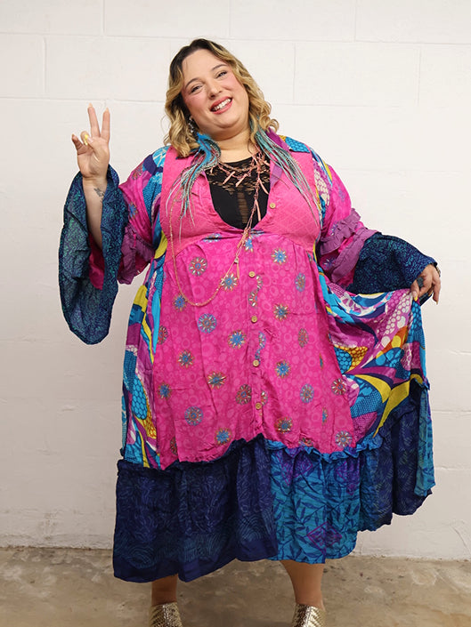 Crepe Sari Rhiannon Duster Dress