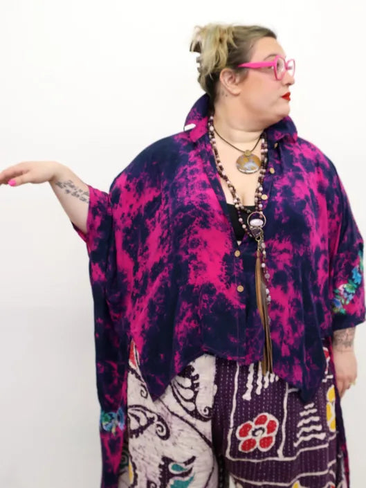 Crepe Sari Summer Nirvana Button Down
