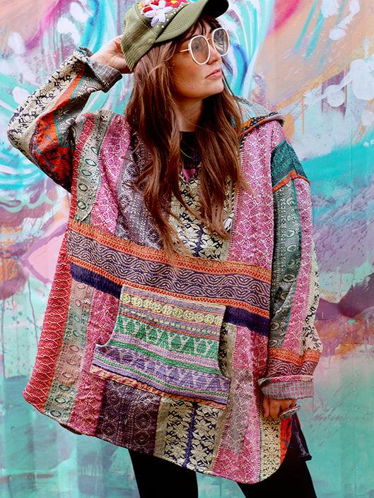 Fine Kantha Under The Stars Hoodie