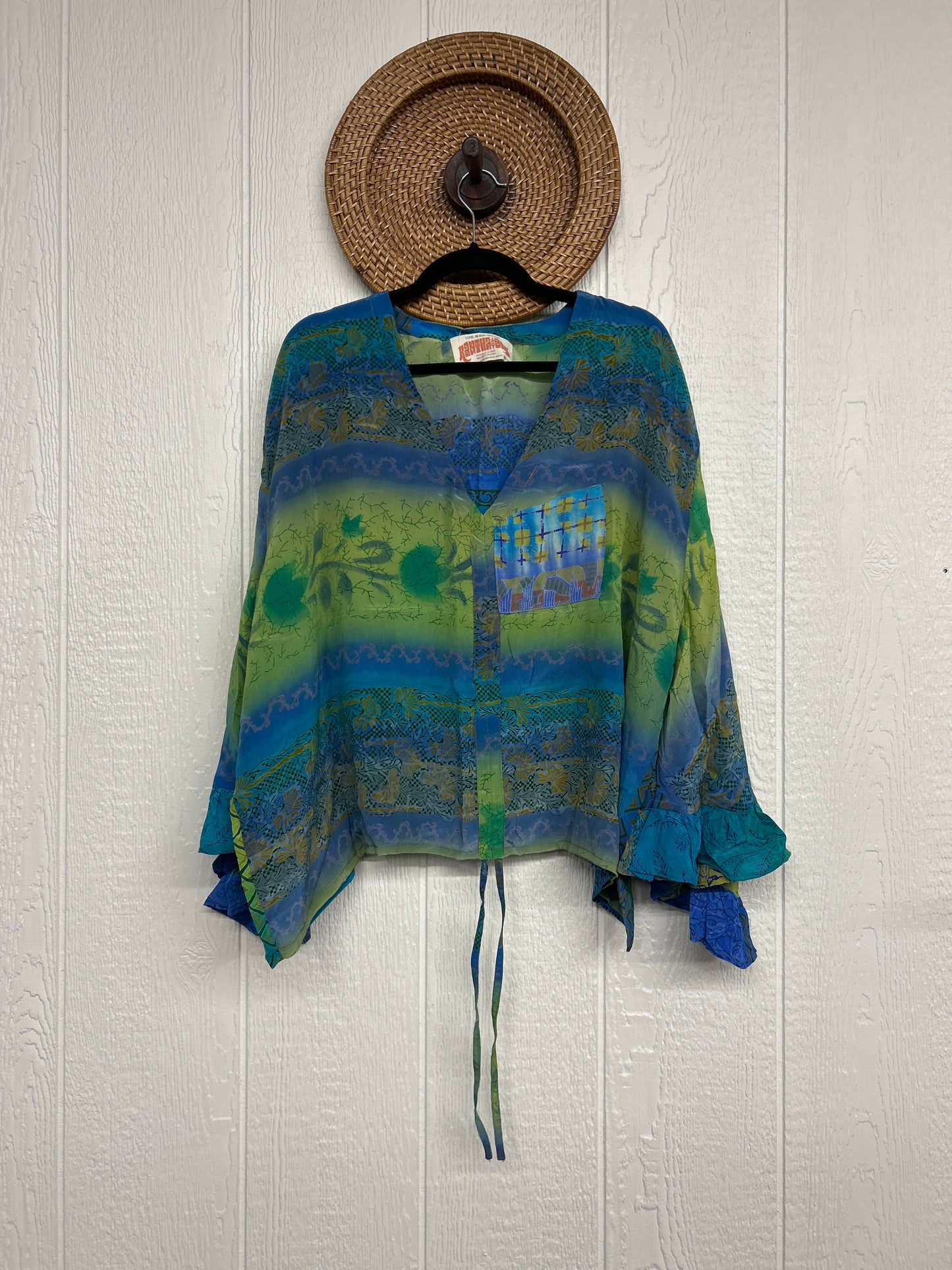 Crepe Sari Bell Sleeve Butterfly Top 0326 027