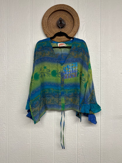 Crepe Sari Bell Sleeve Butterfly Top 0326 027