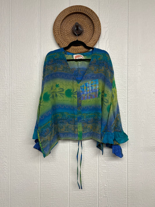 Crepe Sari Bell Sleeve Butterfly Top 0326 027
