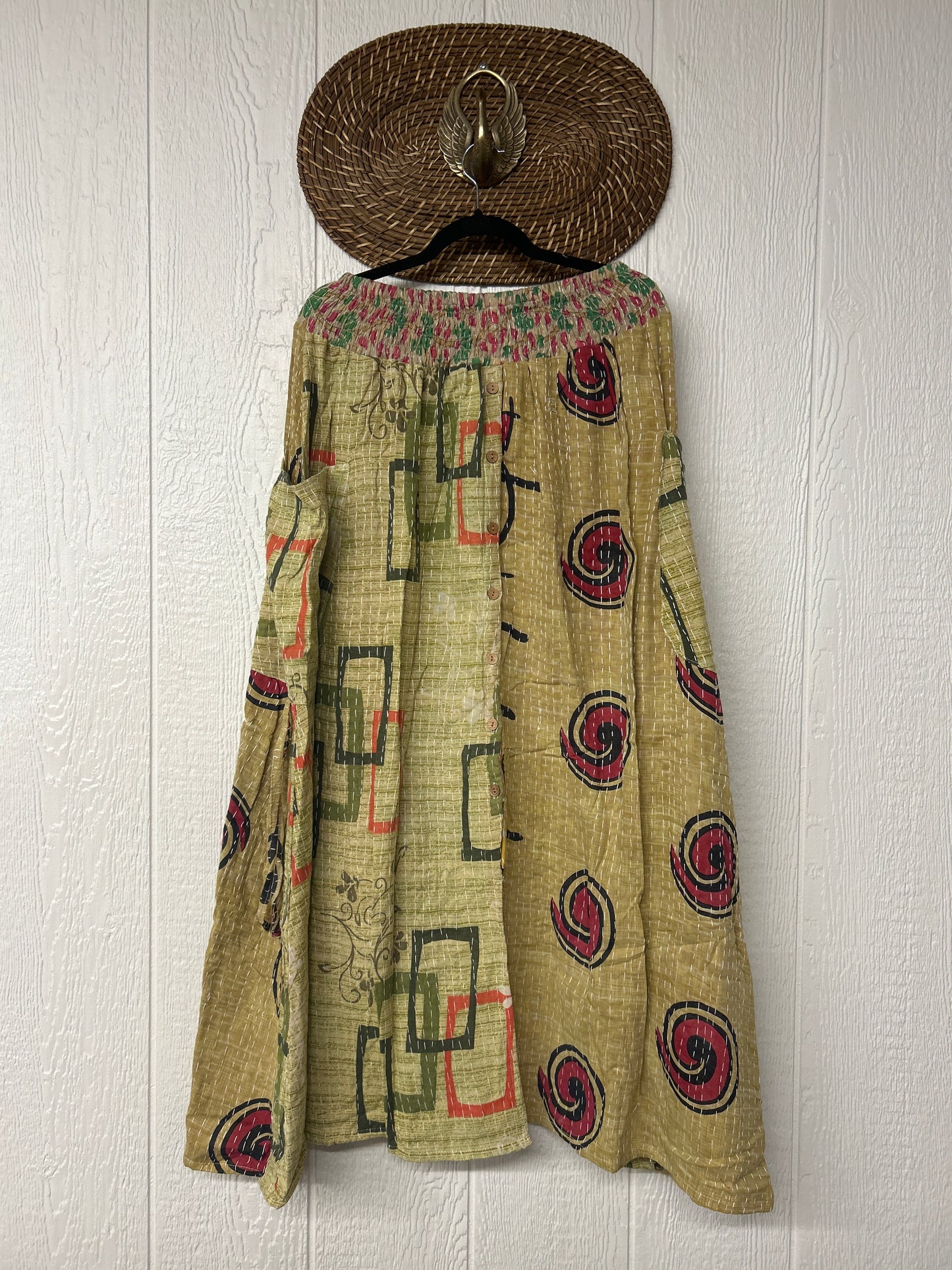 Pareo Kantha Butterfly Cargo Skirt 0426 117
