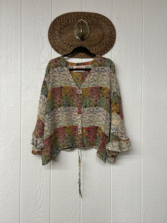 Crepe Sari Bell Sleeve Butterfly Top 0326 231