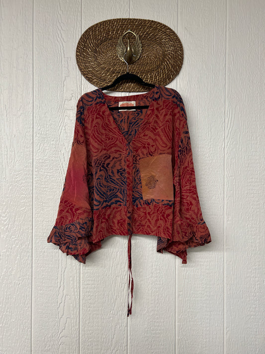 Crepe Sari Bell Sleeve Butterfly Top 0326 272