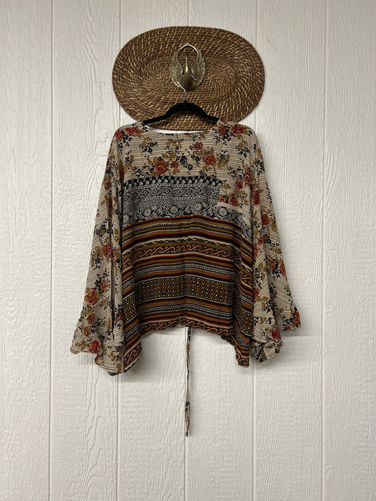 Crepe Sari Bell Sleeve Butterfly Top 0326 213