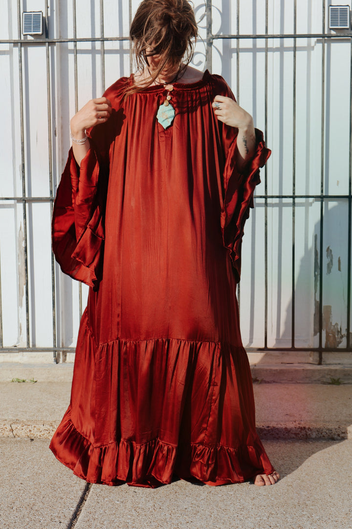 Stardust Silk Gown - Crimson - Kantha Bae