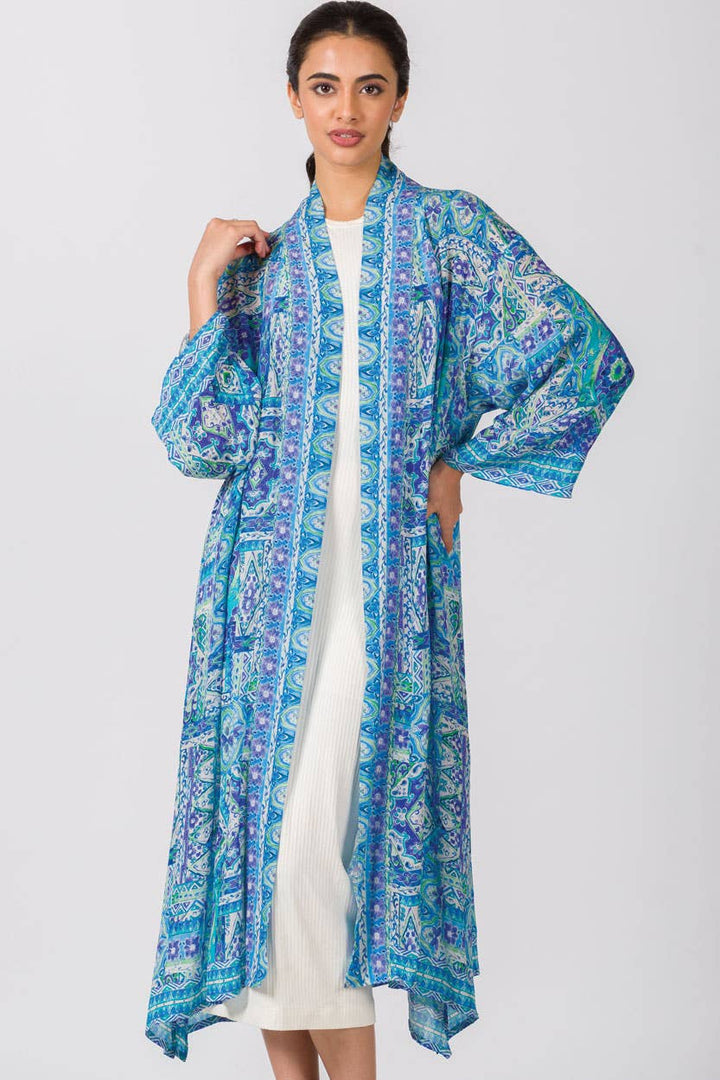 Sachita Cupro Kimonos: Plum Multi - Kantha Bae