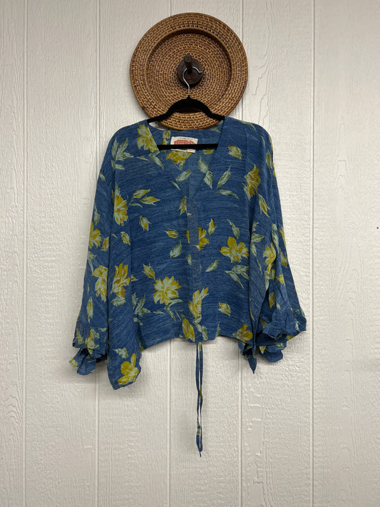 Crepe Sari Bell Sleeve Butterfly Top 0326 034