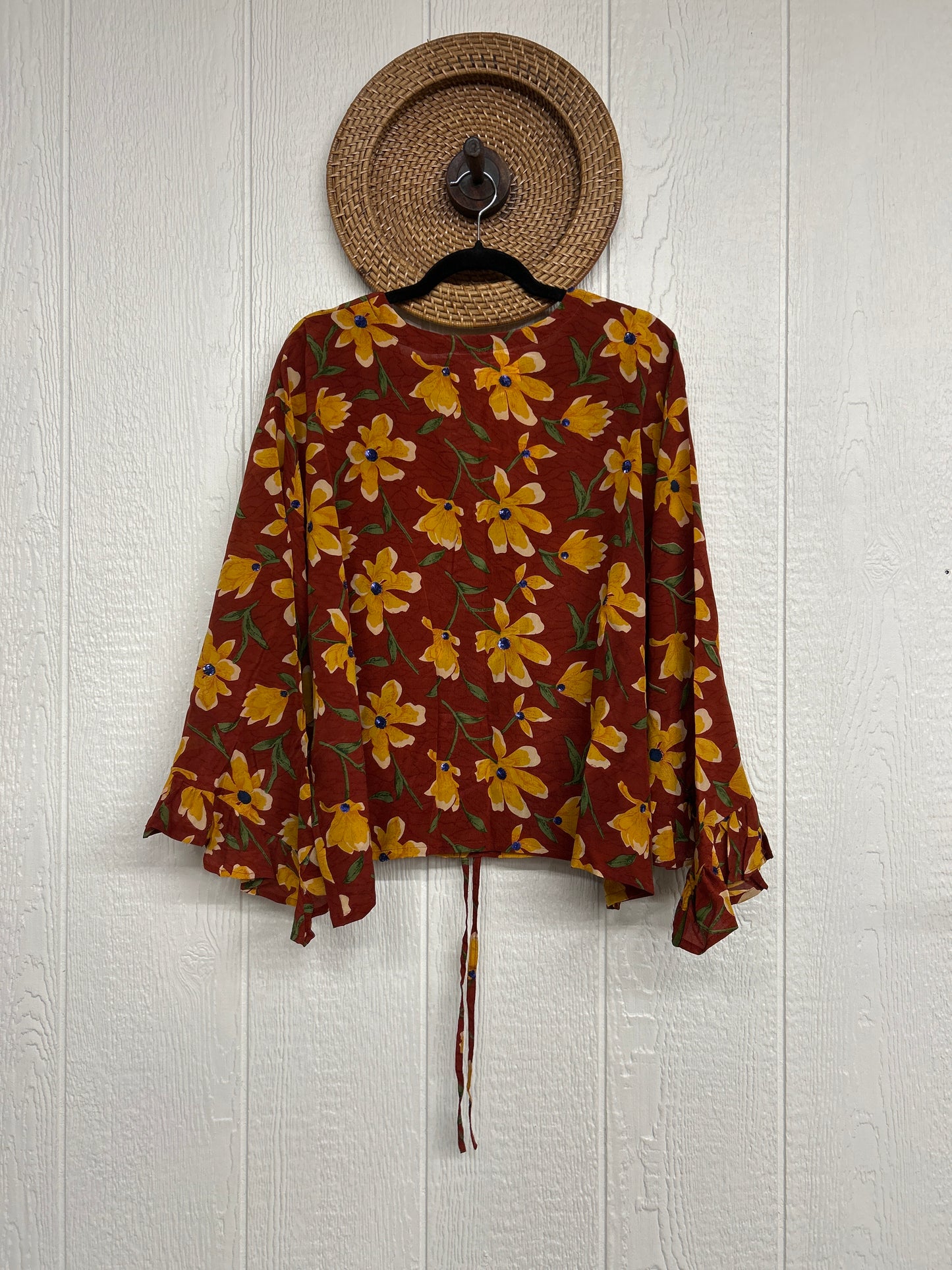 Crepe Sari Bell Sleeve Butterfly Top 0326 136