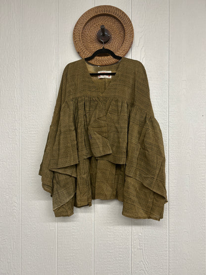Crepe Sari Bell Sleeve Gold Dust Crop 0826 016
