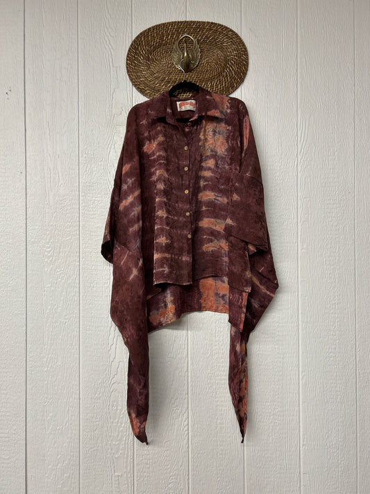 RETAIL Crepe Sari Summer Nirvana Button Down 0626 097