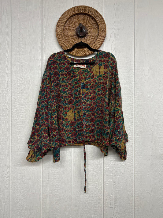 Crepe Sari Bell Sleeve Butterfly Top 0326 028