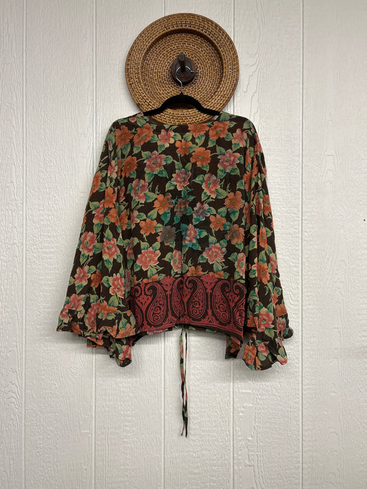 Crepe Sari Bell Sleeve Butterfly Top 0326 069