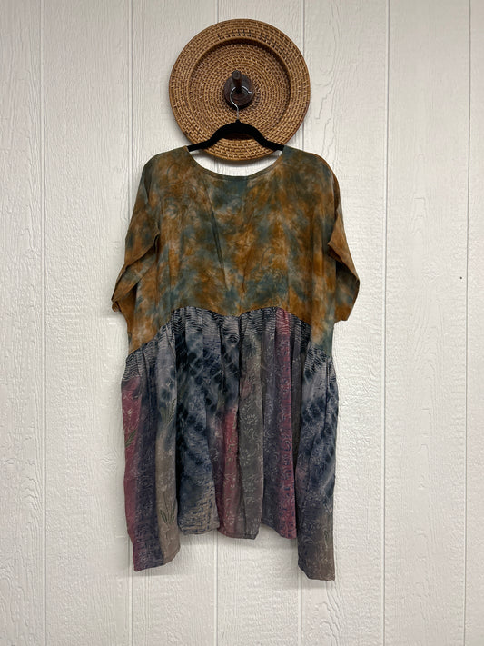 Crepe Sari Daydreamer Button Down Mini  0426 156