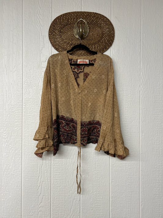 Crepe Sari Bell Sleeve Butterfly Top 0326 211