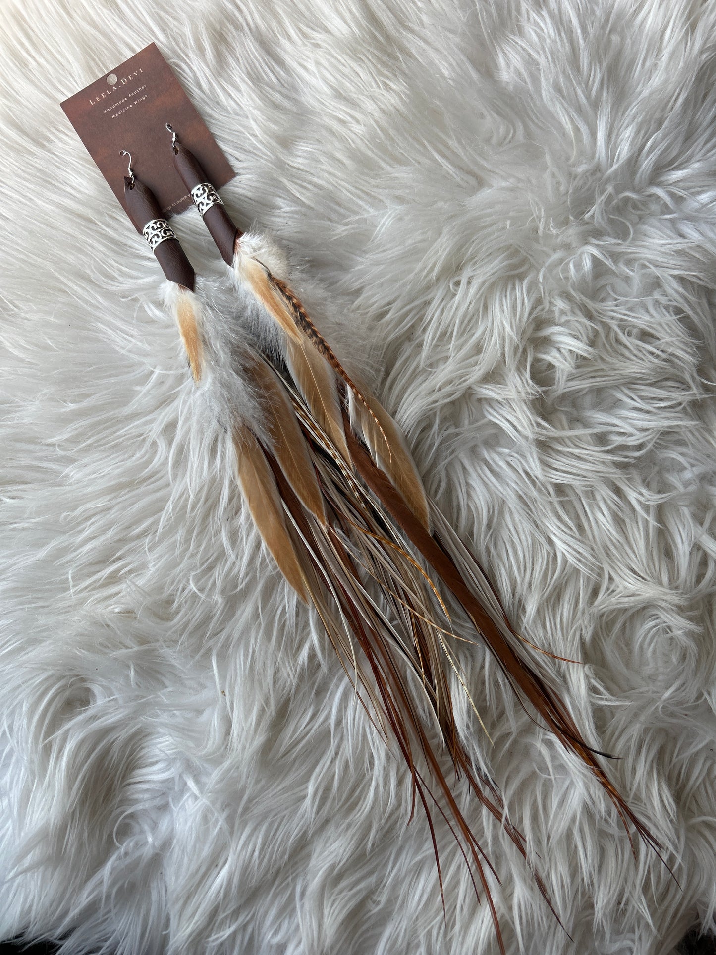 Leela Devi Long Feather Earrings