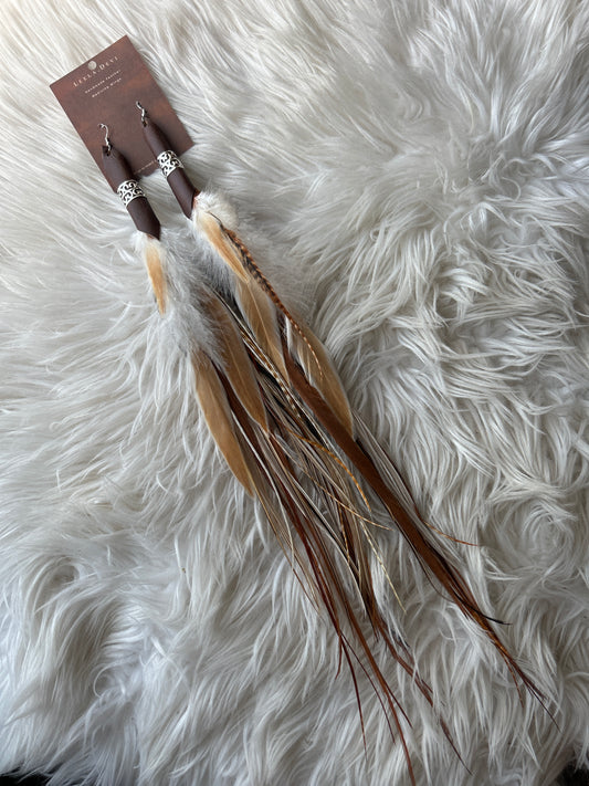 Leela Devi Long Feather Earrings