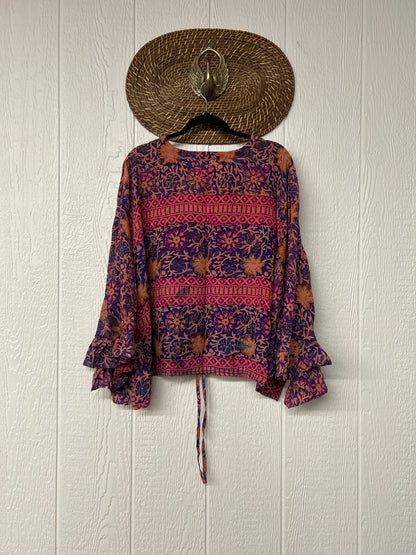 RETAIL Crepe Sari Bell Sleeve Butterfly Top 0326 166