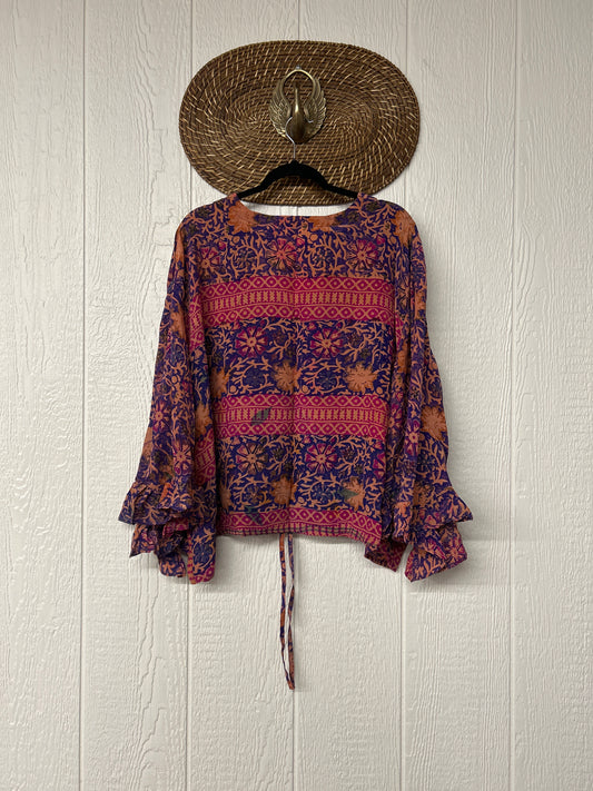 RETAIL Crepe Sari Bell Sleeve Butterfly Top 0326 166