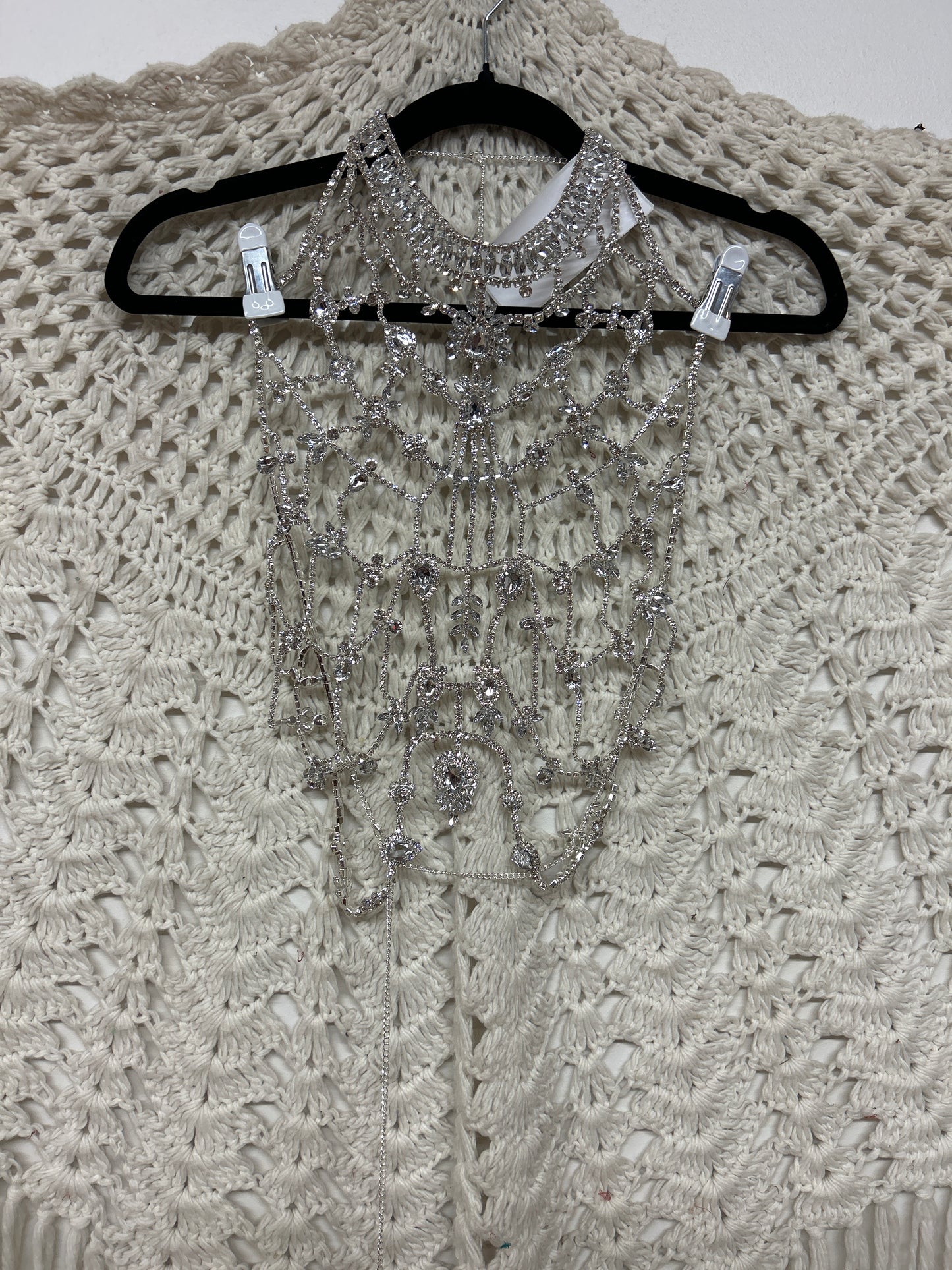 Rhinestone Halter Neck Body Chain - Silver - 001