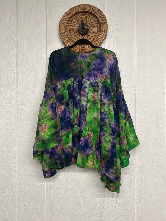 Crepe Sari Bell Sleeve Gold Dust Crop 0826 009
