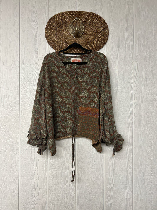 Crepe Sari Bell Sleeve Butterfly Top 0326 250