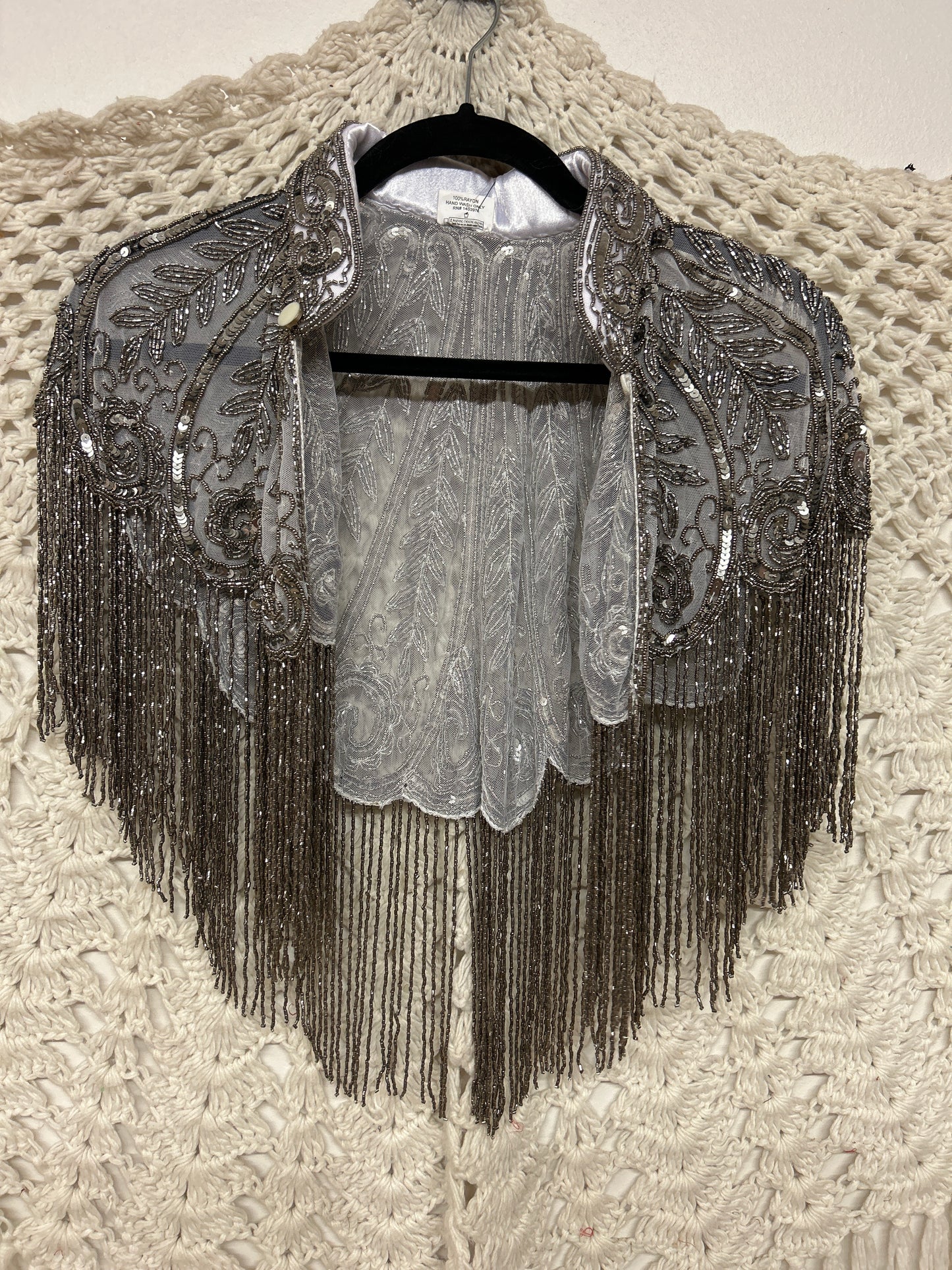 Beaded Shawl - Capalete Grey - 001