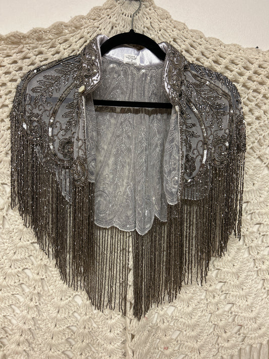 Beaded Shawl - Capalete Grey - 001