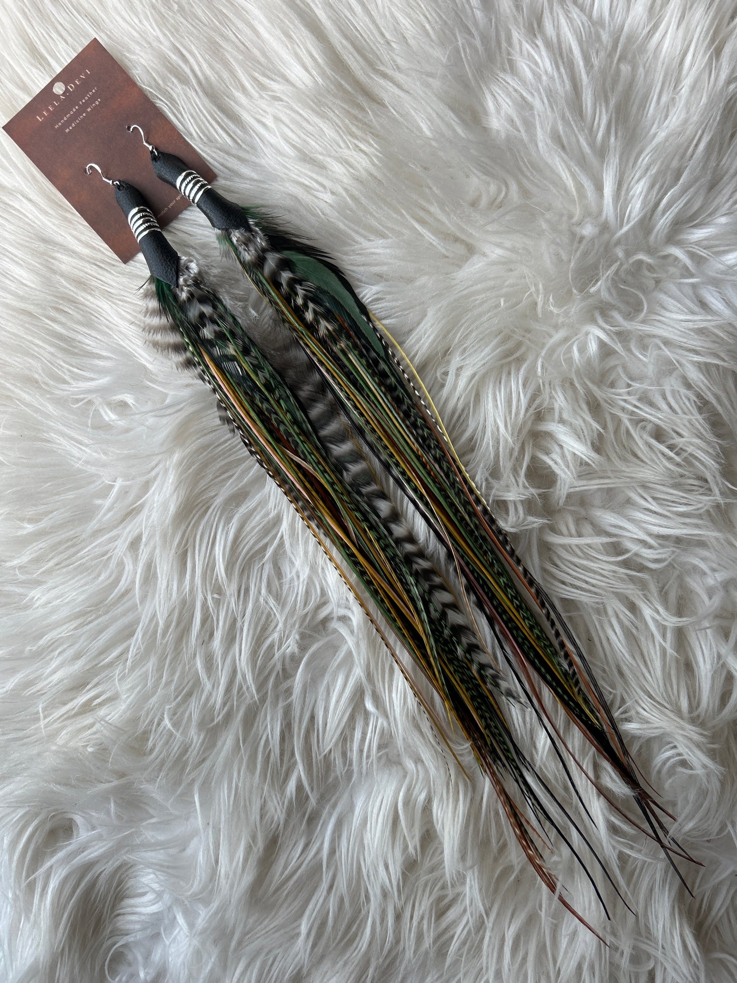 Leela Devi Long Feather Earrings