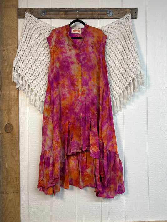 Crepe Sari Summer Dahlia Duster 0726 236