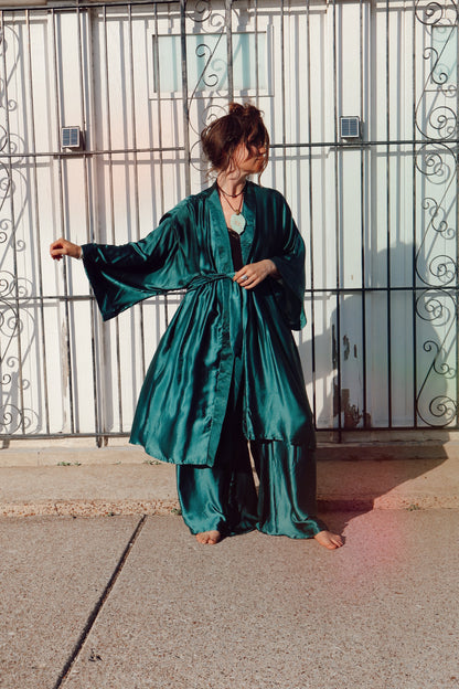Stardust Silk Kimono - Emerald - Kantha Bae