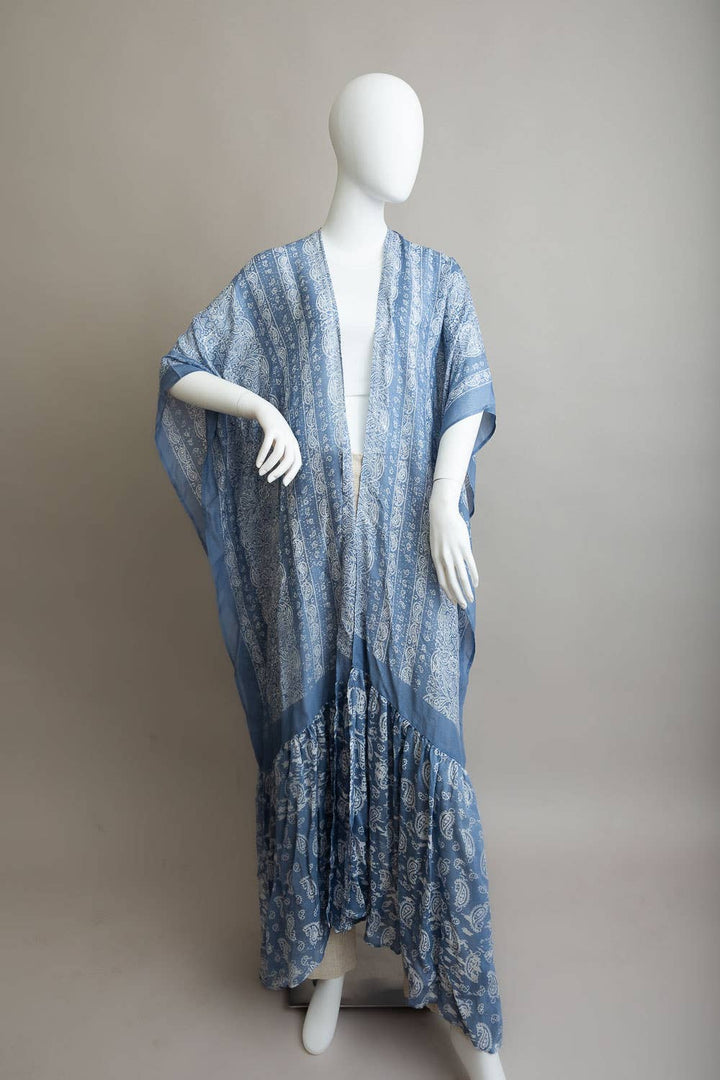 Paisley Free Flow Longline Kimono: Brown - Kantha Bae