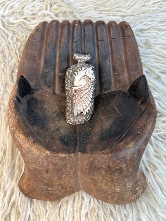 Bone Carved Winged Horse Pendant 0226 014