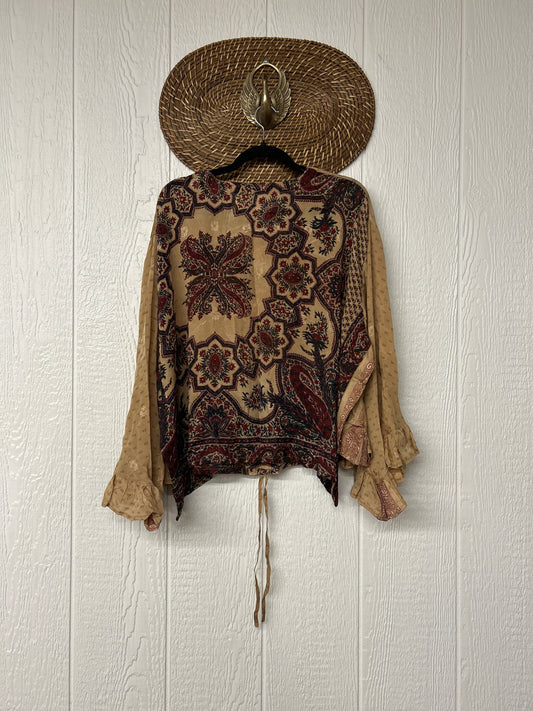 Crepe Sari Bell Sleeve Butterfly Top 0326 211