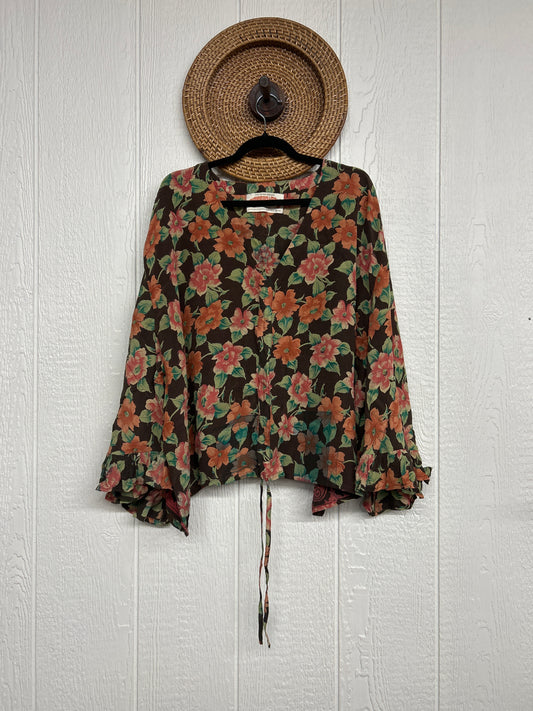 Crepe Sari Bell Sleeve Butterfly Top 0326 069