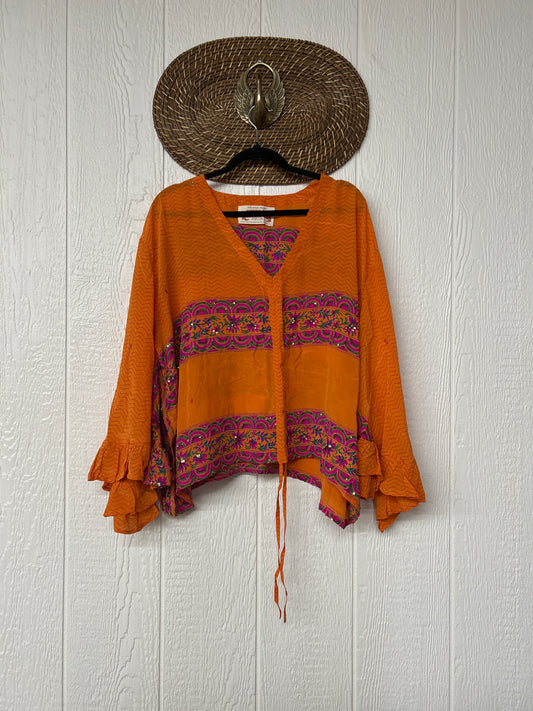 Crepe Sari Bell Sleeve Butterfly Top 0326 264