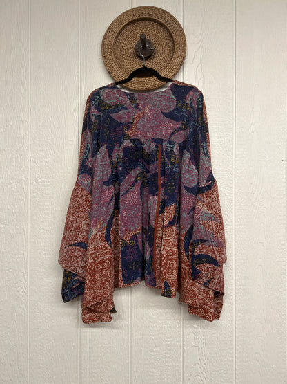 Crepe Sari Bell Sleeve Gold Dust Crop 0826 069