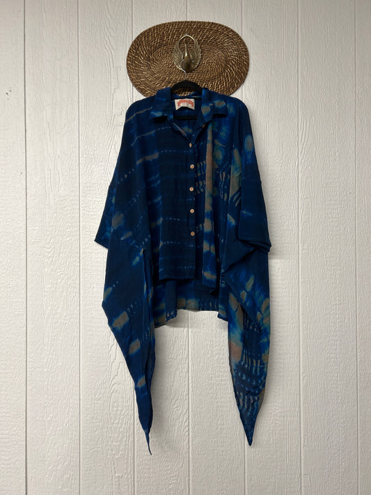RETAIL Crepe Sari Summer Nirvana Button Down 0626 079