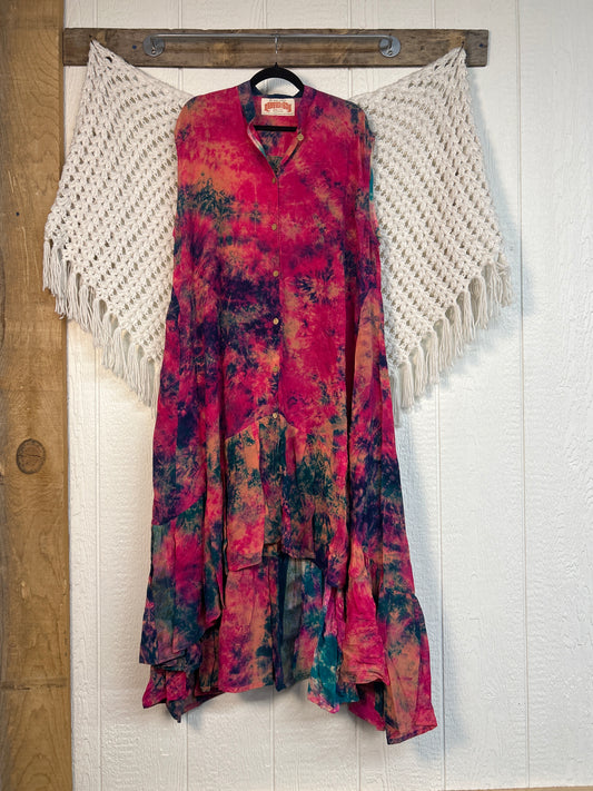 Crepe Sari Summer Dahlia Duster 0726 239