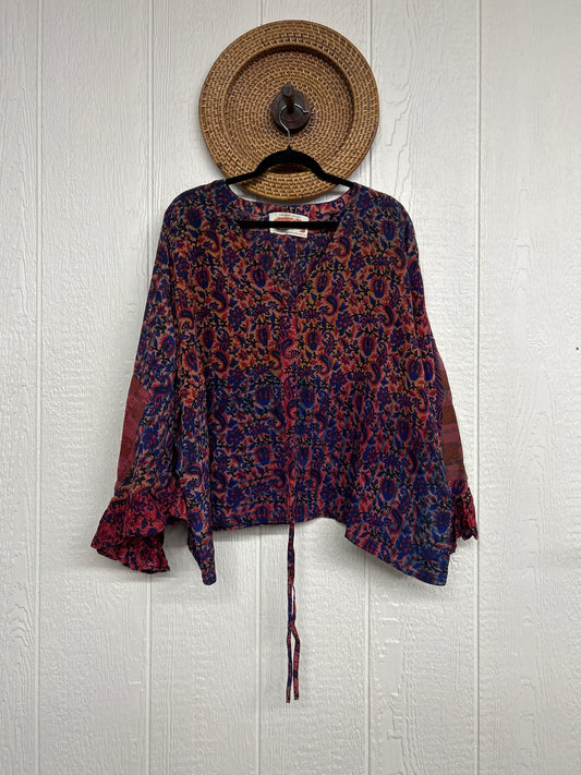 Crepe Sari Bell Sleeve Butterfly Top 0326 066