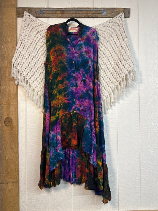 Crepe Sari Summer Dahlia Duster 0726 227