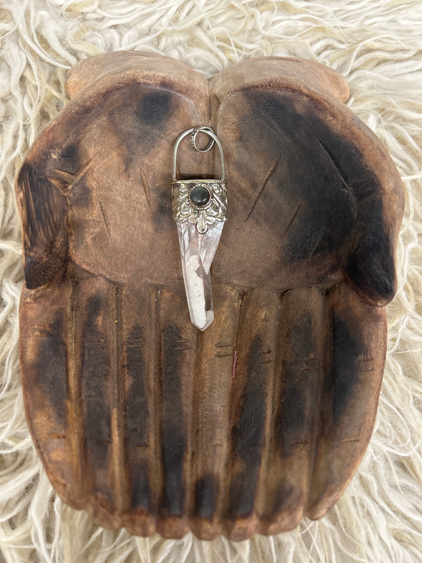 Quartz Pendant with Labradorite R1125 005