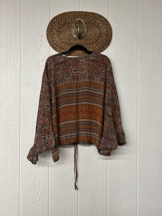 Crepe Sari Bell Sleeve Butterfly Top 0326 261