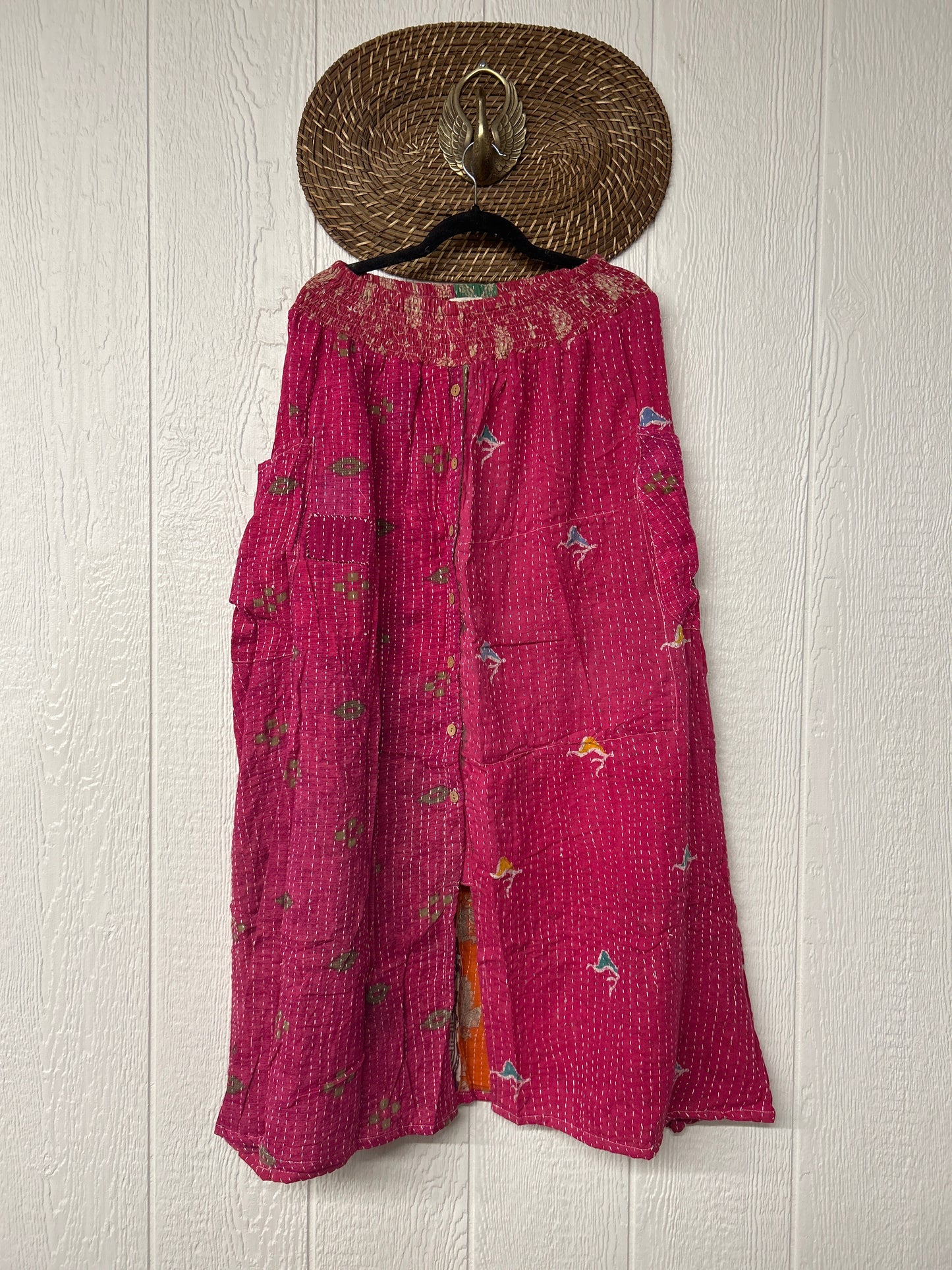 Pareo Kantha Butterfly Cargo Skirt 0426 032