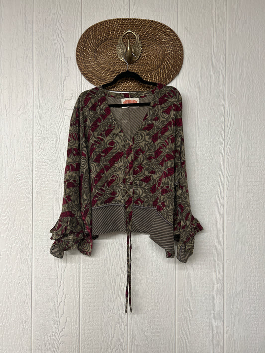 Crepe Sari Bell Sleeve Butterfly Top 0326 259