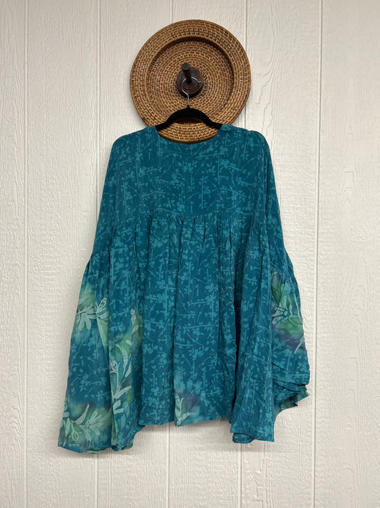 Crepe Sari Bell Sleeve Golddust Crop 0426 227