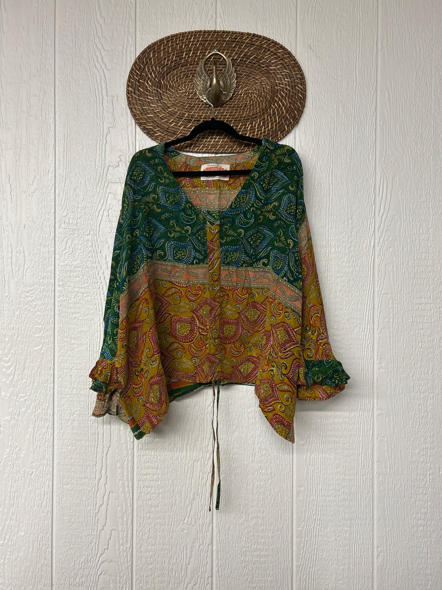 Crepe Sari Bell Sleeve Butterfly Top 0326 229