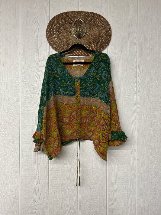 Crepe Sari Bell Sleeve Butterfly Top 0326 229